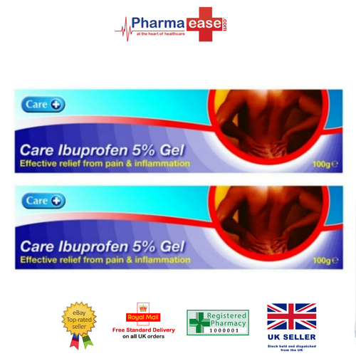 2 X 100g Care Ibuprofen gel 5 Anti Inflammatory Pain Relief Gel