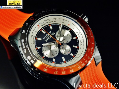Reloj Invicta Hombre 50mm AVIATOR NAUTICAL Serie Cuarzo ESFERA NEGRA Tono Naranja SS - Imagen 7 de 19