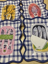 C&C California Oblong Bistro SARDINES  Melamine Appetizer 6”x9” Plates Set Of 4