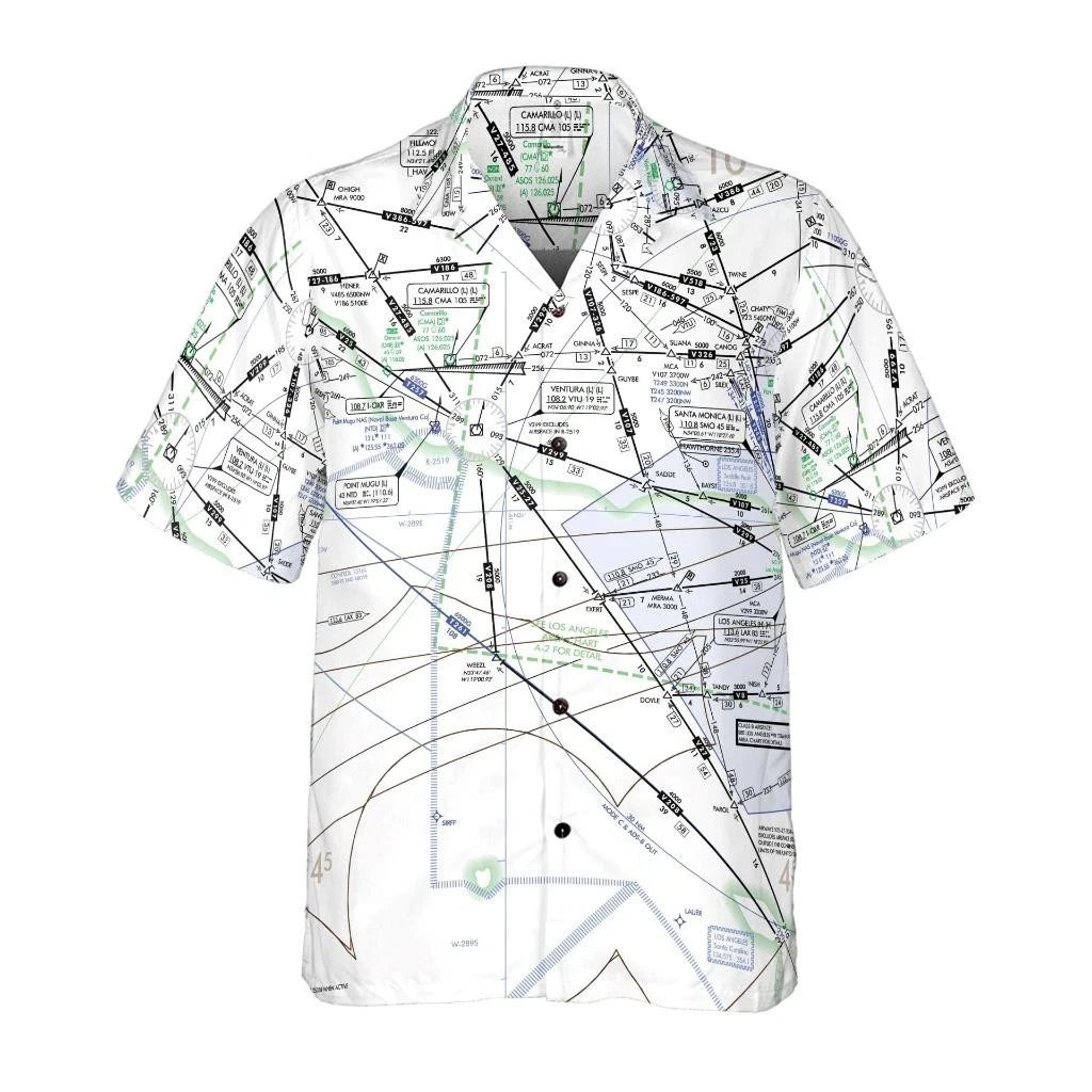 Pilot Quarters M Camp Shirt Camarillo California Sectional Chart Small Craft NWT