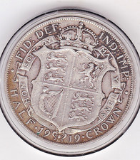 Sharp  1919  King  George  V  Half  Crown  (2/6)  Silver  (92.5%)  Coin