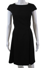 Calvin Klein Womens Boat Neck Short Sleeve Knee Length Dress Black Size 6