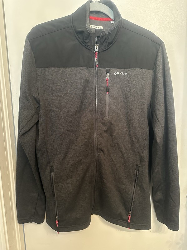 Orvis bonded mesh full-zip black & gray colorblock Men’s Size M
