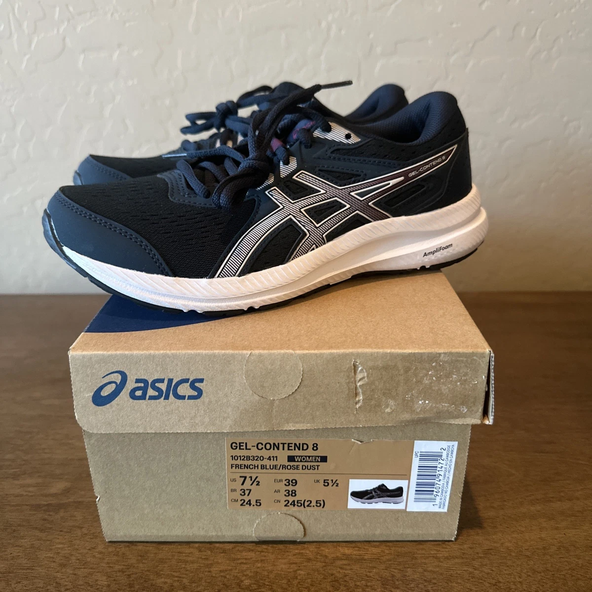 ASICS Gel-Contend 8 AmpliFoam Running Shoes Blue/White Mens Sz 8 Extra Wide NWOB Size 12 - Asics Gel Contend 8 White Blue AmpliFoam Wide | eBay main image 4