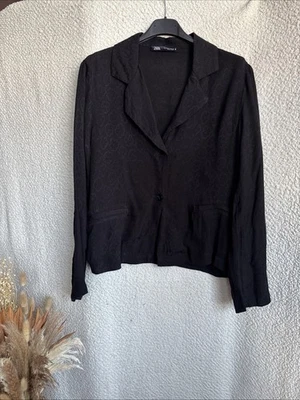 Zara Women’s Blazer Lightweight Black Floral Jacquard Size S - Image 1 of 4