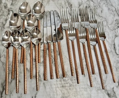Pier 1 Caldera Flatware Copper Handles 20 Piece Service For 4