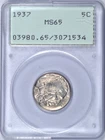 1937 BUFFALO NICKEL PCGS MS65 OGH RATTLER