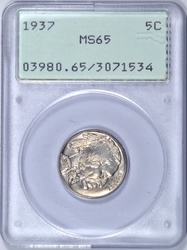 1937 BUFFALO NICKEL PCGS MS65 OGH RATTLER