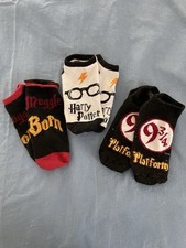 Harry Potter Juniors/ Ankle Socks 3 Pair Shoe Size 4-10 Used Few Times Nice