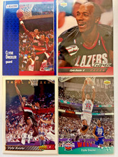 Clyde Drexler 4 Card Lot 1991 1992 Fleer Upper Deck Portland Blazers NBA AllStar