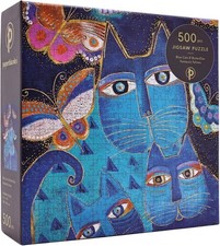 Blue Cats  Butterflies 500 Pc Jigsaw Puzzle, Brand New-Sealed Box 