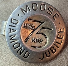Moose Diamond Jubilee 1888-1963 75 Years TINY SMALL Vintage Tie Bar Clip
