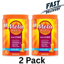 Metamucil 4-in-1 Fiber Sugar-Free Supplement Orange 6.1 OZ 2 Pack 