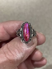 Pink Mother of Pearl Ring Sterling Handmade