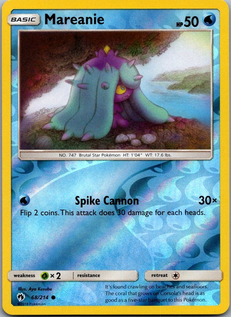 Mareanie 68/214 Common Lost Thunder Pokemon Reverse Holo Near Mint