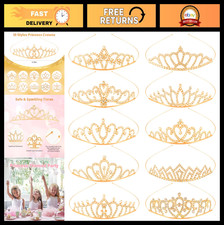 10Pcs Gold Rhinestone Tiaras for Women Girls - Sparkling Princess Crowns Set f