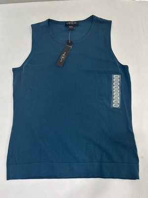 August Silk Women s Sleeveless Top NWT Turquoise Tank Top Size L Silk Blend