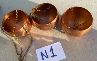 Vintage Coppercraft Guild Mini Hanging Copper Planters Set Of 3