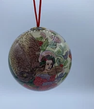 LI BIEN-INSIDE PAINTED 3” GLASS CHRISTMAS ORNAMENT ANGEL w VIOLIN