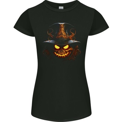 Böses Halloween Kürbisgesicht 2 Damen Petite Cut T-Shirt