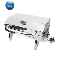 Boat Grill, 304 Stainless Steel Marine Grill without Rod Holder Mount, Silver
