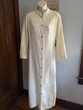 Vintage 60s/70s Penney  s Loungewear Cream Paisley Jacquard Housecoat M Wounded