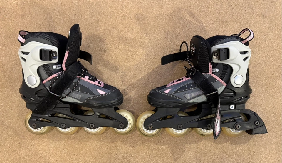 Bronx Roller Blades Inline Skates Black & Pink Adjustable UK Kids 13-3 - Image 3 of 4