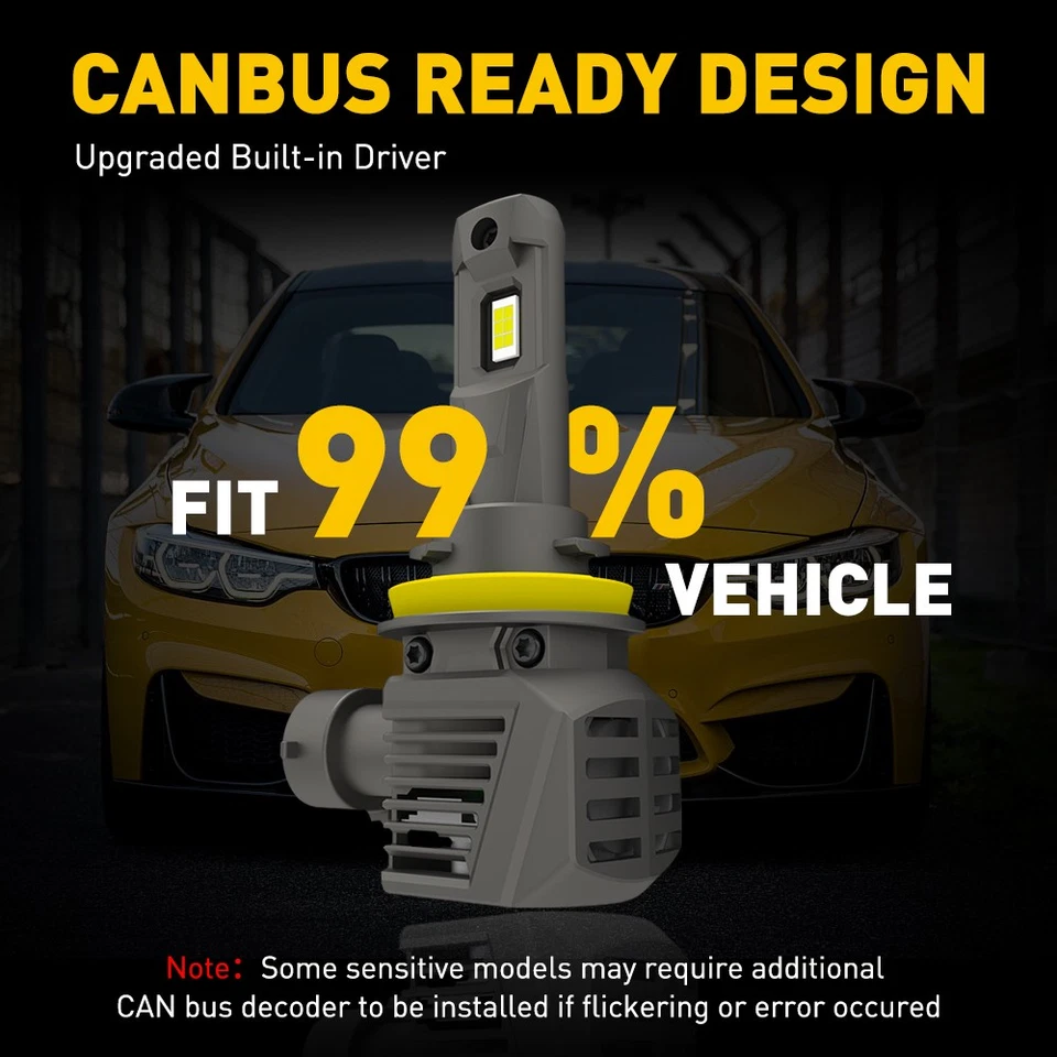 4X AUXITO 9005 H11 LED Head Combo Light Bulbs High Low Beam Fanless White 6500K - Image 4 of 4