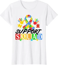 Support Squad Autism Awareness Family Graphic Ladies' Crewneck T-Shirt