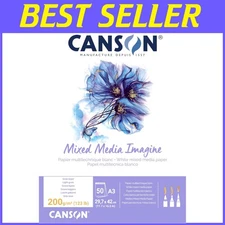 Natural White Mixed Media Paper Pad, A3, 50 Sheets