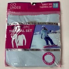 New Go Under Girls Youth 2 piece Blue Thermal Set Base Layer  Set - Sz 7/8 $39
