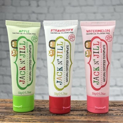 Jack N Jill Natural Toddler Toothpaste - 3 Flavors Fluoride Free 1.6oz ea