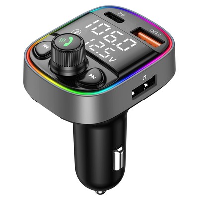 Bluetooth 5.4 Bluetooth Car Adapter, FM Transmitter with QC3.0/Type-C 42W Fas...