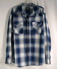 Pendleton Western Frontier Pearl Snap Blue Plaid Shirt Men's Size XL