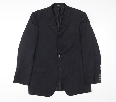 A2Bay Limited Edition Herren Schwarz Nadelstreifen Wolle Blazer Jacke Gr. 42