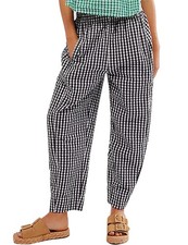 Girls Plaid Wide Leg Pants Gingham Elastic Waist Trousers Cute Print Pants