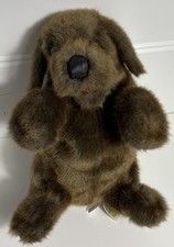 Folkmanis Sitting Brown Puppy Dog Chocolate Lab Realistic Plush Hand Puppet 15  