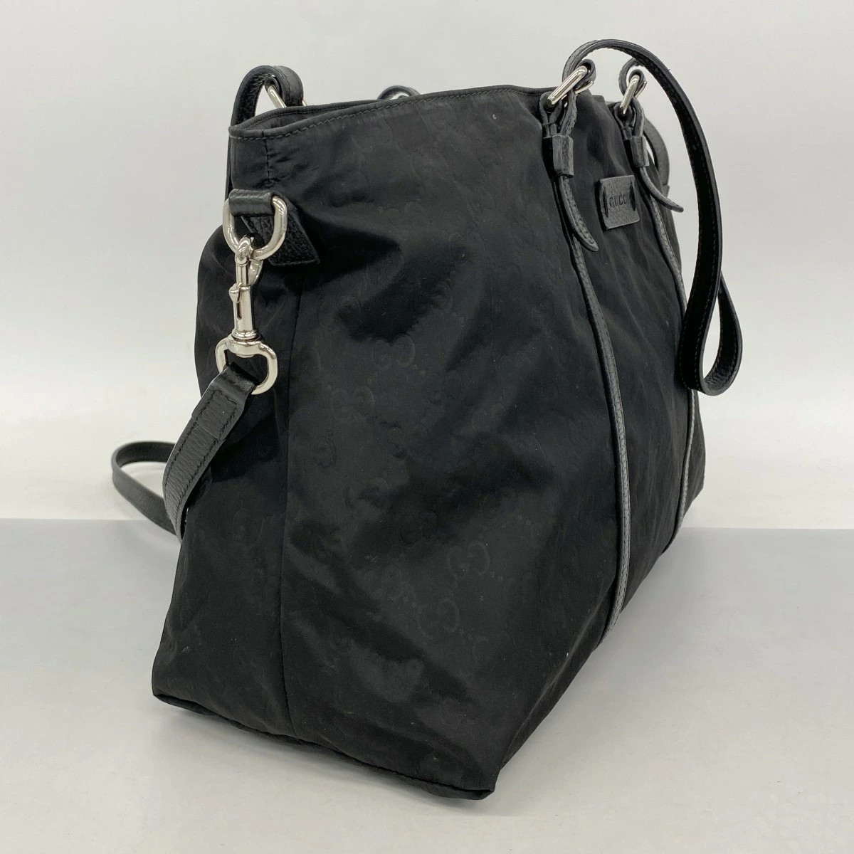Gucci GG Nylon 2Way Tote Bag Black Silver Hardware thumbnail 2