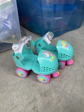 Sulifeel Kids Adjustable Roller Skates Teal Pink Unicorn Rainbow