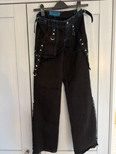 Tripp NYC AF2149 Bondage Pants - Black Blue Stitching Goth Rave Baggy Y2K -29
