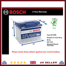 EFB Car Battery fits ALFA ROMEO GIULIETTA MITO BRERA 147 SPIDER Bosch