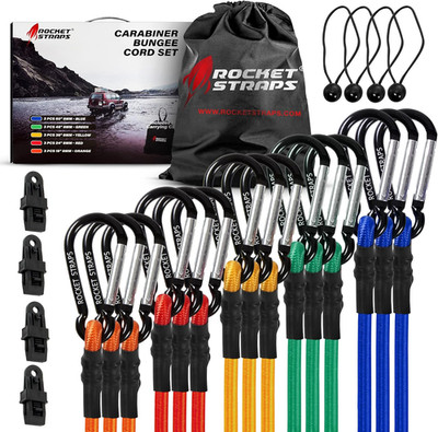 Bungee Cords | Premium Heavy Duty Outdoor Carabiner Bungee Cords with Hooks | Bu