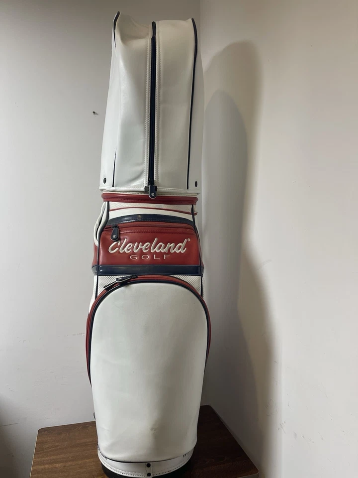 Carrito profesional Cleveland Golf Tour Staff Bag blanco rojo azul 9,5” colores EE. UU. Foto 2 de 4