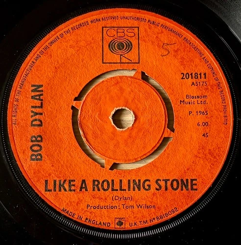 BOB DYLAN LIKE A ROLLING STONE 7" CBS (1965) VG FOLK 4-PRONG CENTRE ENGLAND
