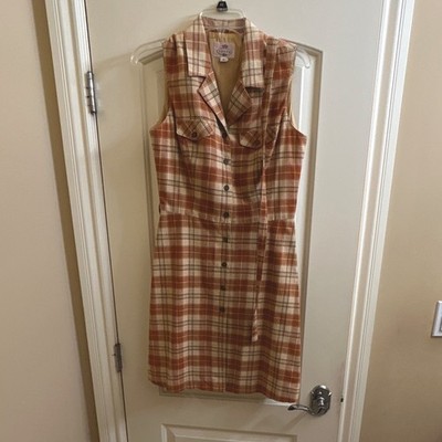 Vintage Tocca designer summer dress  - yellow plaid collared shirtKnee length