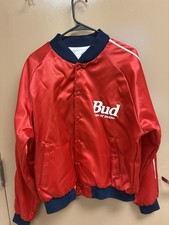 Vintage Red Satin Budweiser Varsity Jacket Men  s Size Medium Mint Condition