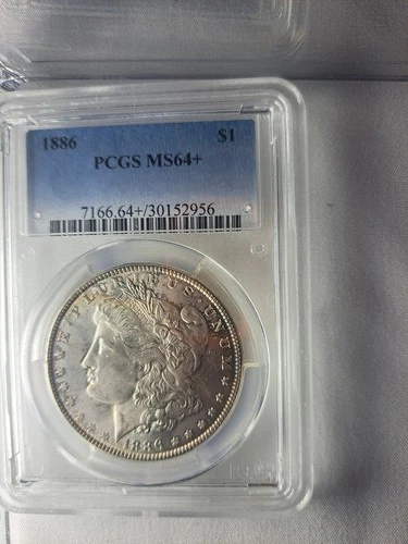 1886 Morgan Siilver Dollar PCGS MS 64+ Nice Toning