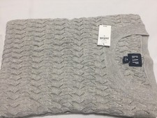 P456 GAP Textured LS Midi Sweater Dress Grey Heather Womens Size Medium