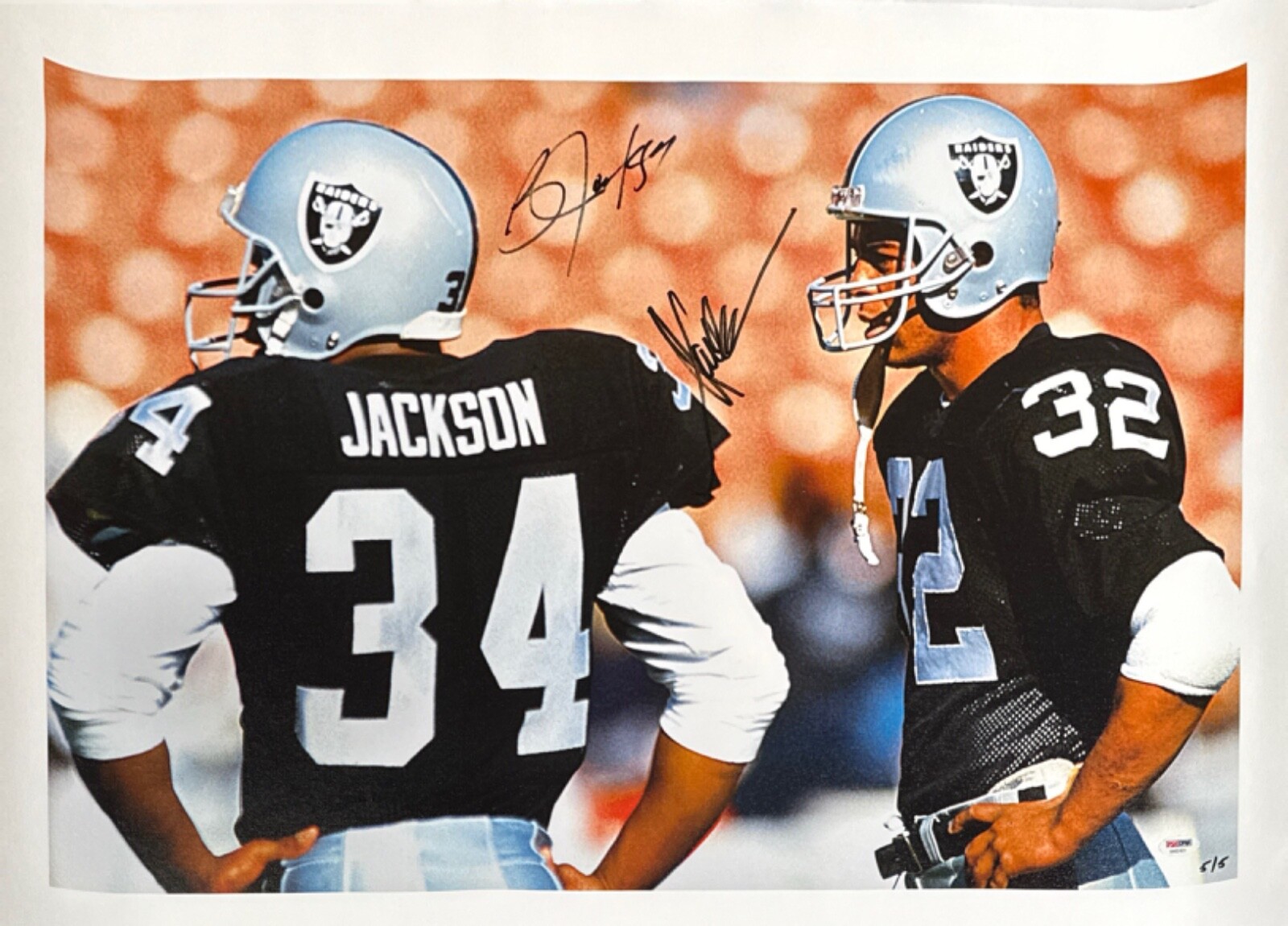 Bo Jackson Autographed Signed Raiders & Marcus Allen Dual 24x33 Canvas Limited PSA AA62431 