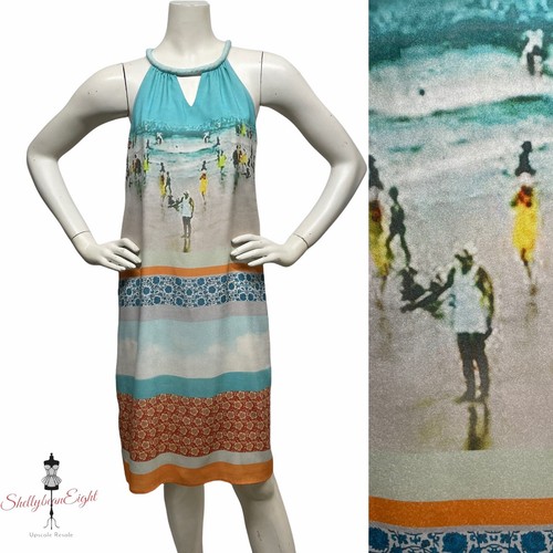 ANTHROPOLOGIE Dream Daily Rozae Nichols INKJET Beach Scene Dress M $168 SOLD OUT